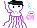 Victoria and Xavior the octopus and jellyfish