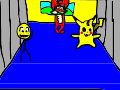 Cat pikachu and a stickman